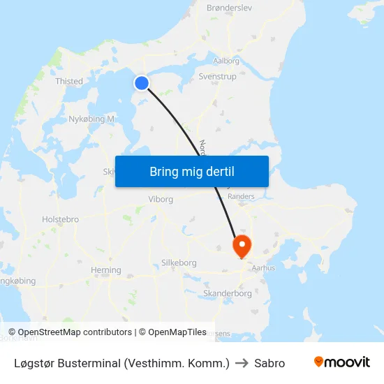 Løgstør Busterminal (Vesthimm. Komm.) to Sabro map
