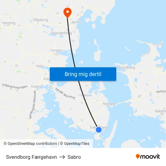 Svendborg Færgehavn to Sabro map