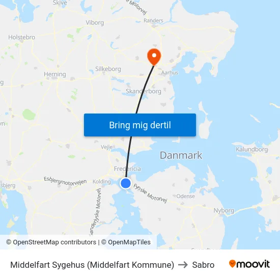 Middelfart Sygehus (Middelfart Kommune) to Sabro map