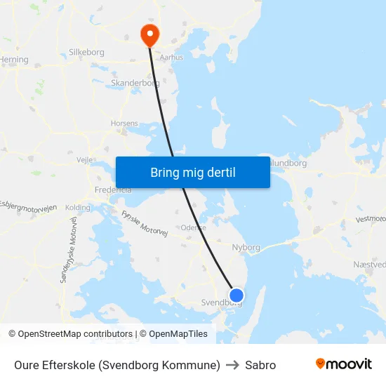 Oure Efterskole (Svendborg Kommune) to Sabro map