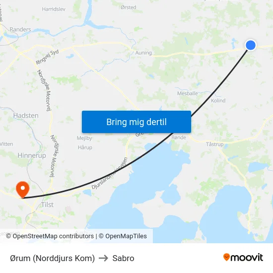Ørum (Norddjurs Kom) to Sabro map