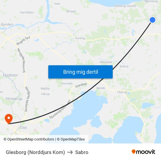 Glesborg (Norddjurs Kom) to Sabro map