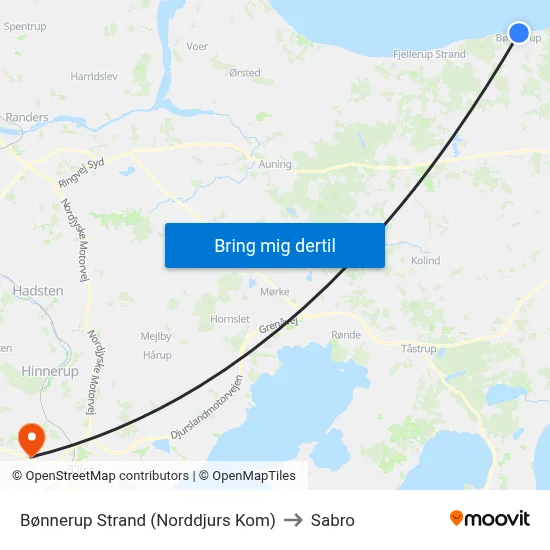 Bønnerup Strand (Norddjurs Kom) to Sabro map