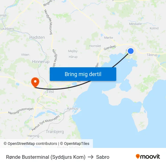 Rønde Busterminal (Syddjurs Kom) to Sabro map
