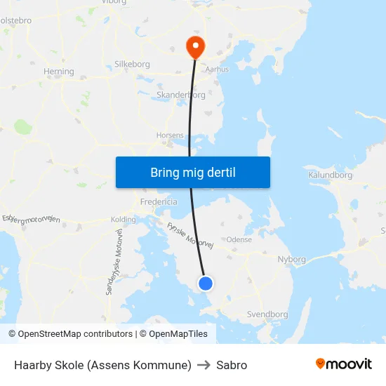 Haarby Skole (Assens Kommune) to Sabro map