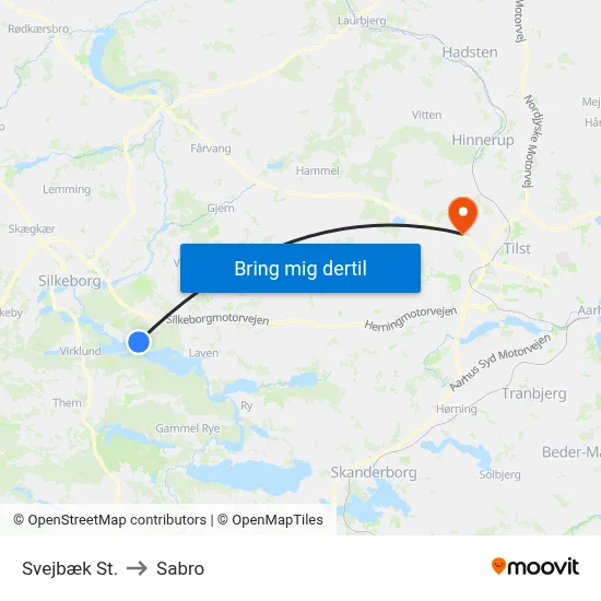 Svejbæk St. to Sabro map