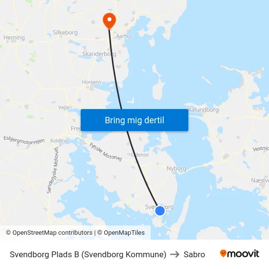 Svendborg Plads B (Svendborg Kommune) to Sabro map