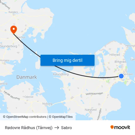 Rødovre Rådhus (Tårnvej) to Sabro map