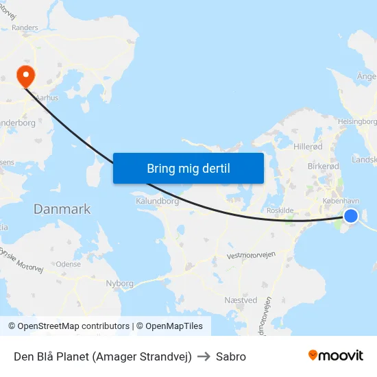 Den Blå Planet (Amager Strandvej) to Sabro map