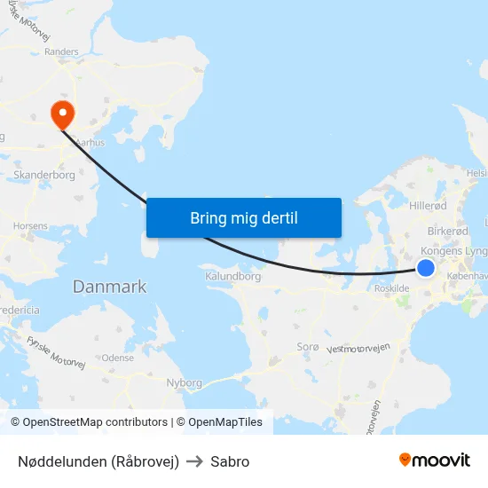 Nøddelunden (Råbrovej) to Sabro map