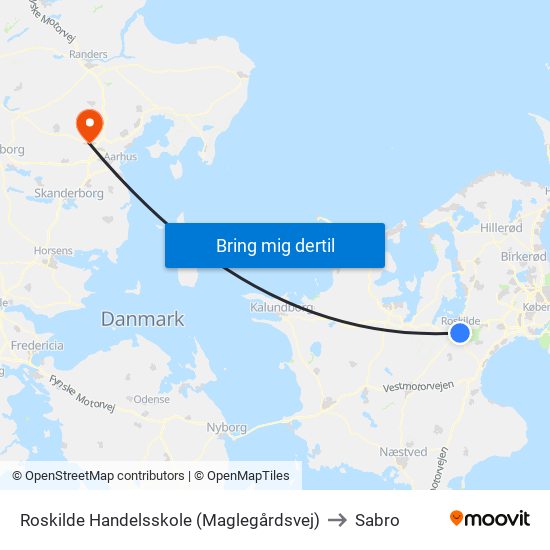 Roskilde Handelsskole (Maglegårdsvej) to Sabro map