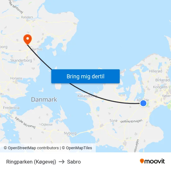 Ringparken (Køgevej) to Sabro map