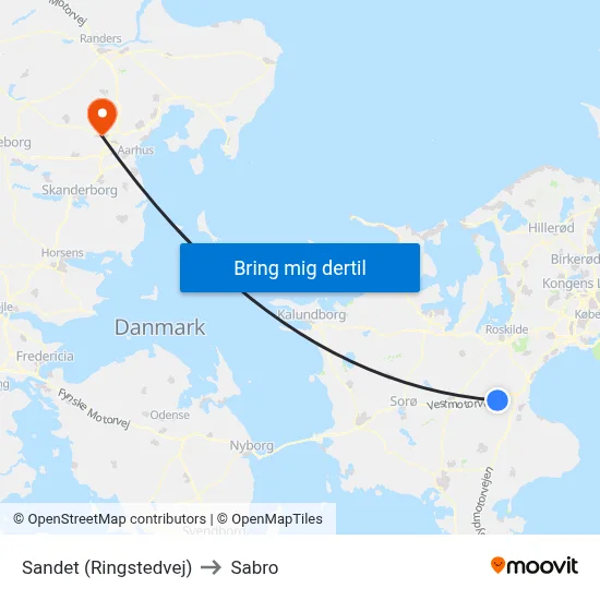 Sandet (Ringstedvej) to Sabro map