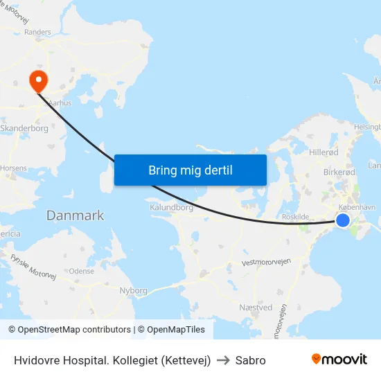 Hvidovre Hospital. Kollegiet (Kettevej) to Sabro map