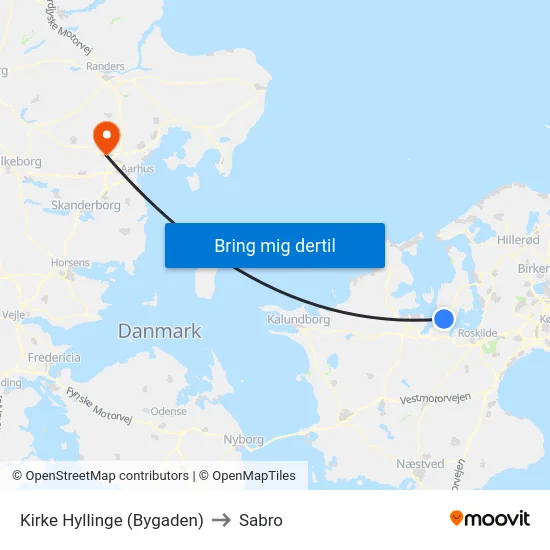 Kirke Hyllinge (Bygaden) to Sabro map