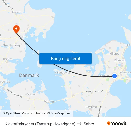 Klovtoftekrydset (Taastrup Hovedgade) to Sabro map
