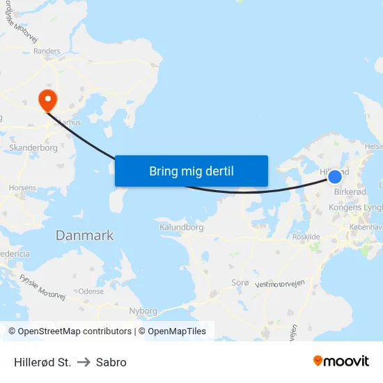 Hillerød St. to Sabro map