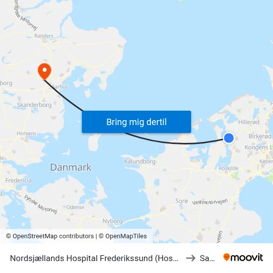 Nordsjællands Hospital Frederikssund (Hospitalvej) to Sabro map