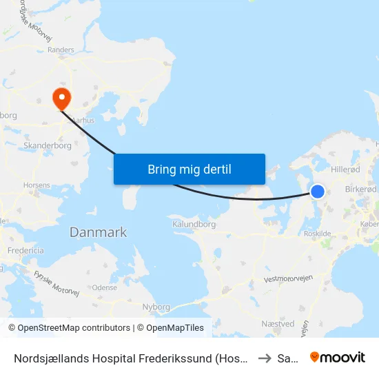 Nordsjællands Hospital Frederikssund (Hospitalvej) to Sabro map