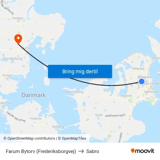 Farum Bytorv (Frederiksborgvej) to Sabro map