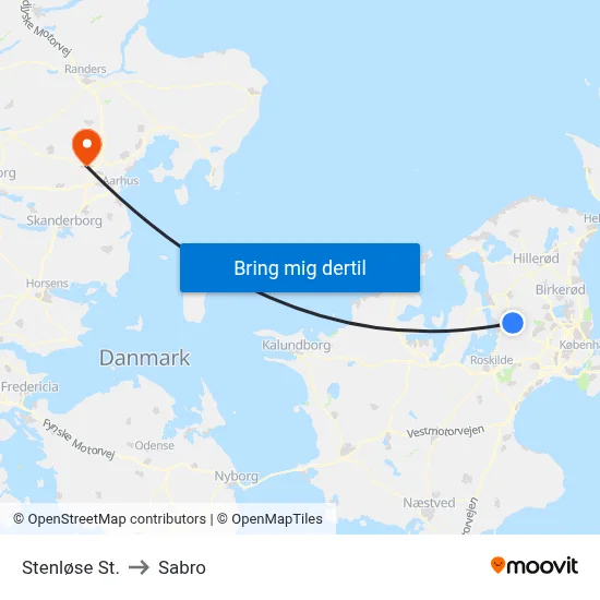 Stenløse St. to Sabro map