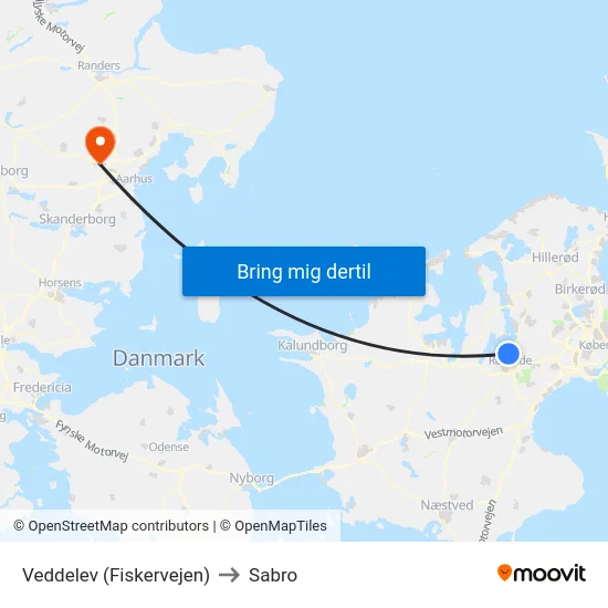 Veddelev (Fiskervejen) to Sabro map