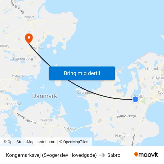 Kongemarksvej (Svogerslev Hovedgade) to Sabro map
