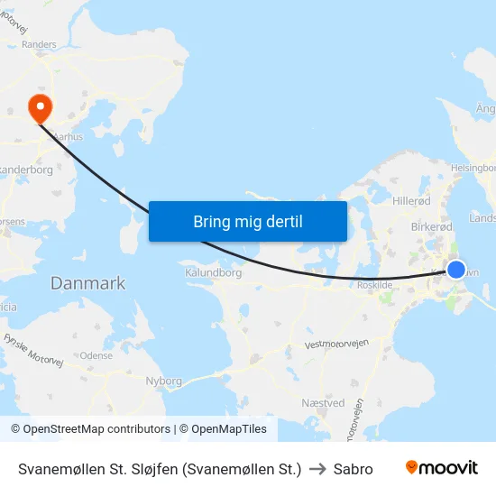 Svanemøllen St. Sløjfen (Svanemøllen St.) to Sabro map