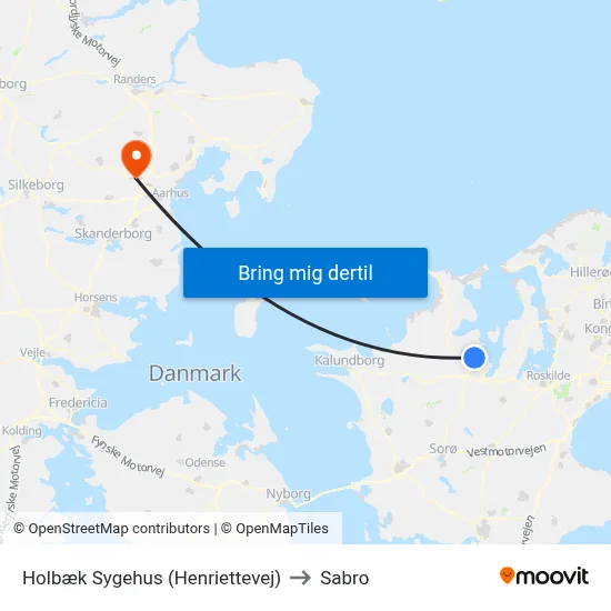 Holbæk Sygehus (Henriettevej) to Sabro map