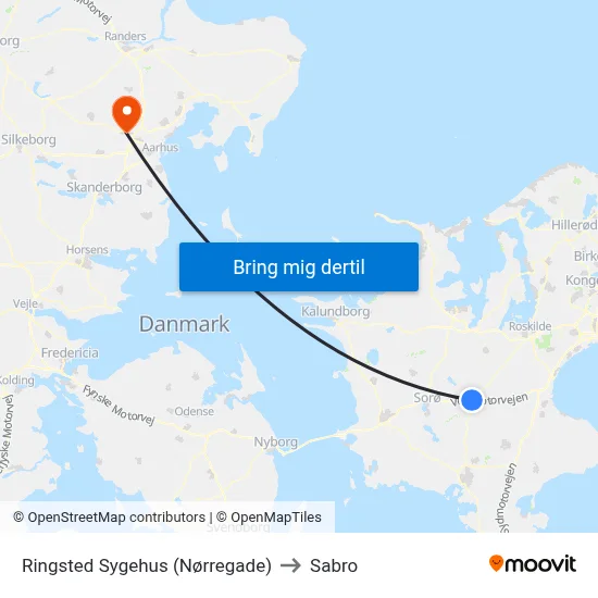 Ringsted Sygehus (Nørregade) to Sabro map