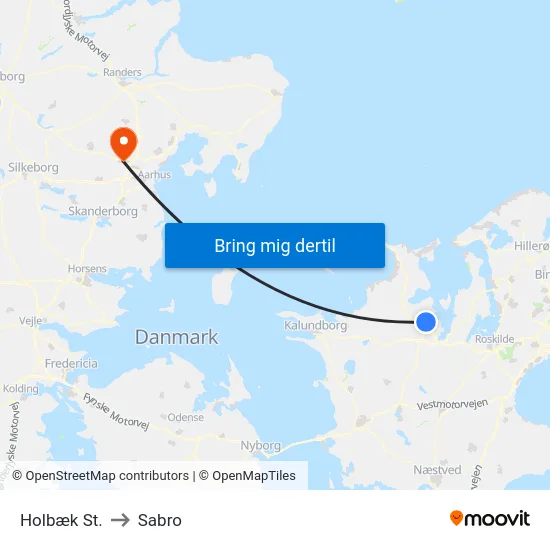Holbæk St. to Sabro map