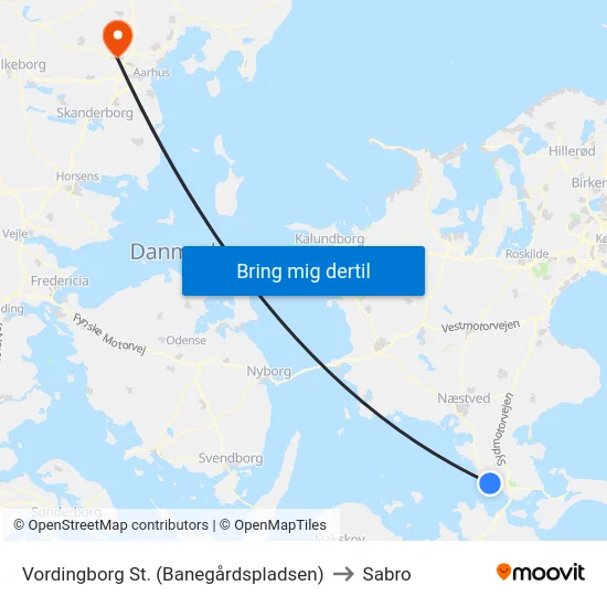 Vordingborg St. (Banegårdspladsen) to Sabro map