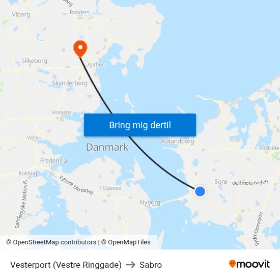 Vesterport (Vestre Ringgade) to Sabro map