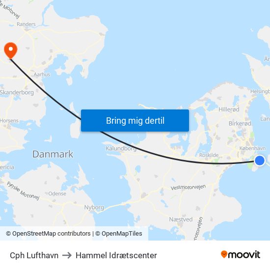 Cph Lufthavn to Hammel Idrætscenter map