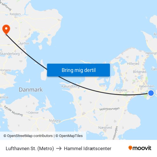 Lufthavnen St. (Metro) to Hammel Idrætscenter map