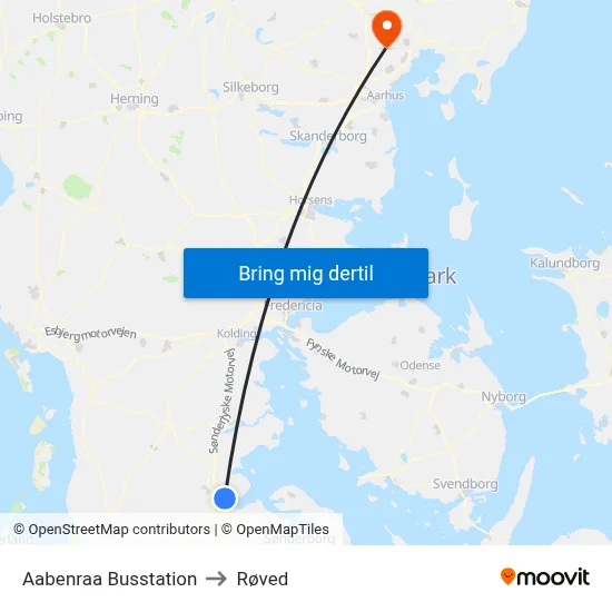 Aabenraa Busstation to Røved map