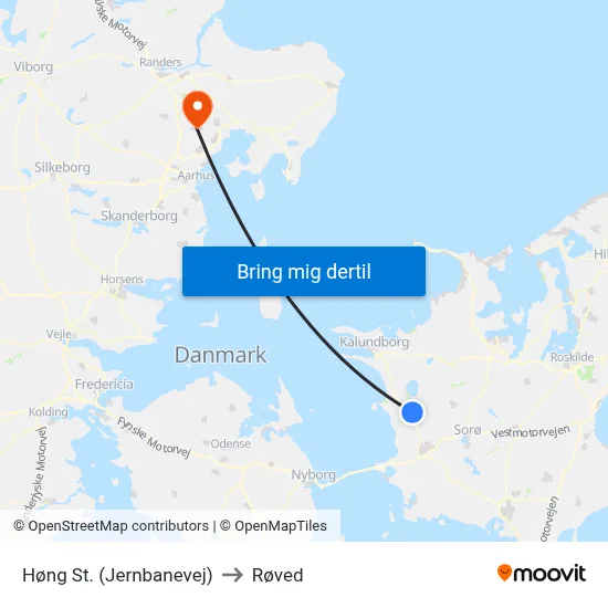 Høng St. (Jernbanevej) to Røved map