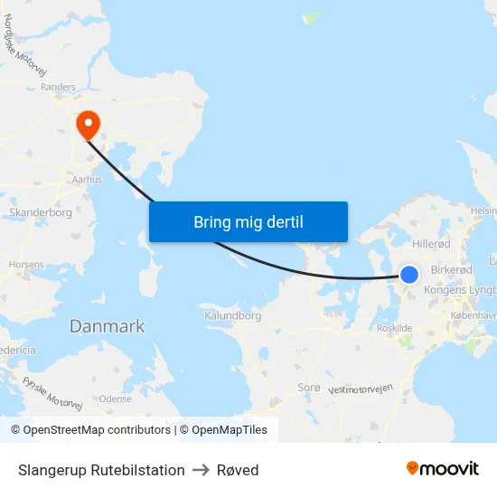 Slangerup Rutebilstation to Røved map