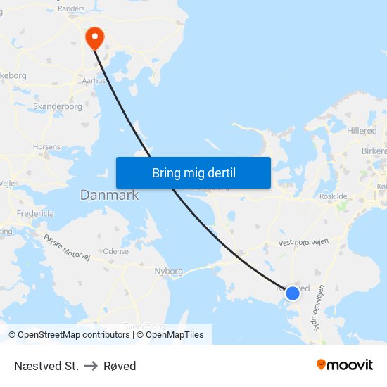 Næstved St. to Røved map