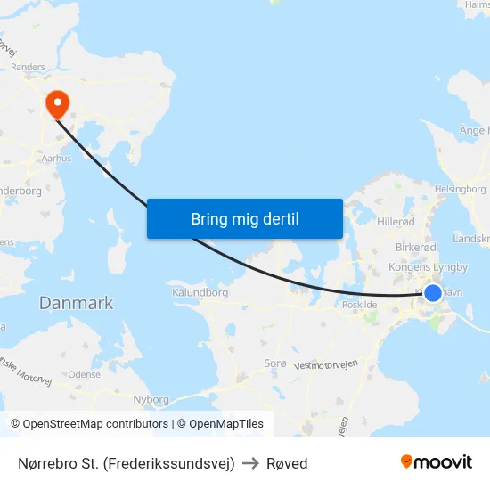 Nørrebro St. (Frederikssundsvej) to Røved map