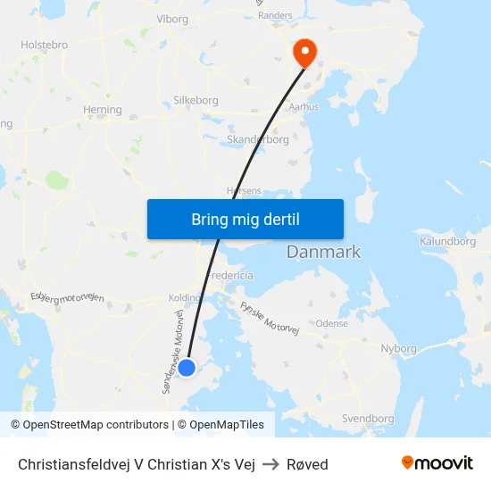 Christiansfeldvej V Christian X's Vej to Røved map