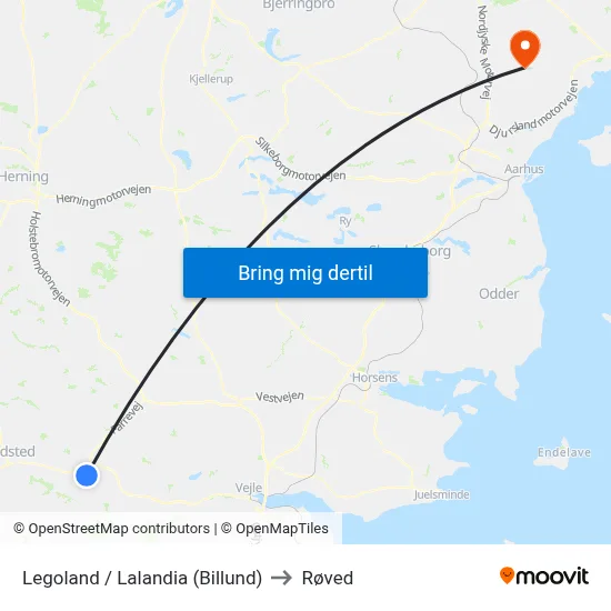 Legoland / Lalandia (Billund) to Røved map