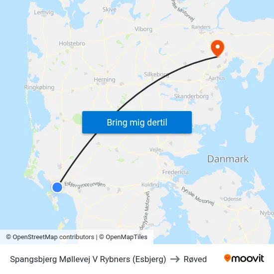 Spangsbjerg Møllevej V Rybners (Esbjerg) to Røved map