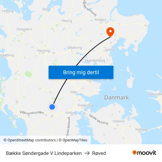 Bække Søndergade V Lindeparken to Røved map