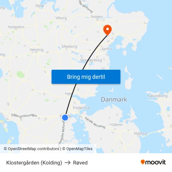 Klostergården (Kolding) to Røved map