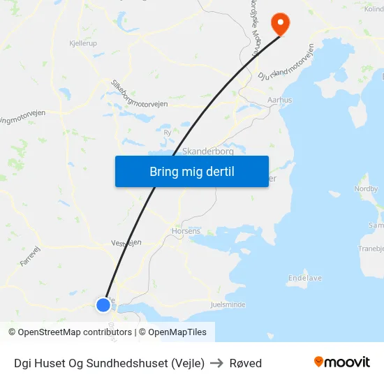 Dgi Huset Og Sundhedshuset (Vejle) to Røved map
