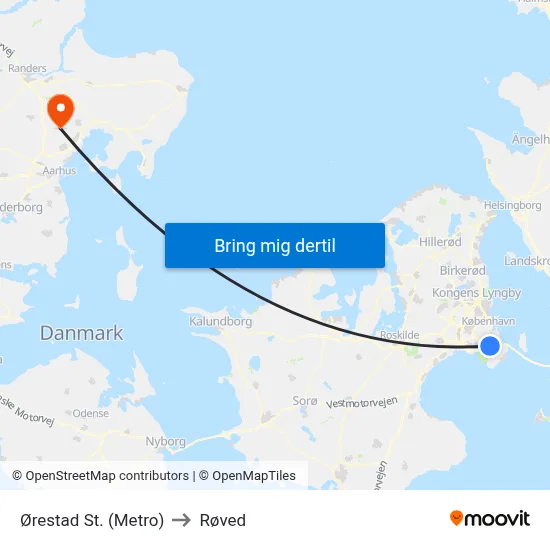 Ørestad St. (Metro) to Røved map