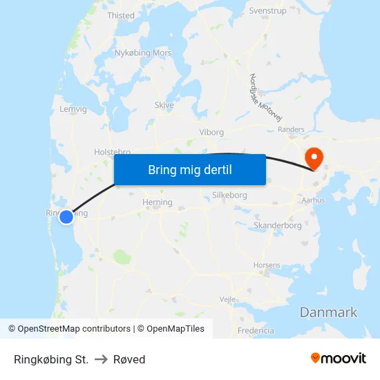 Ringkøbing St. to Røved map