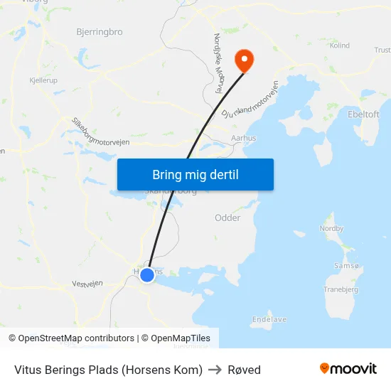 Vitus Berings Plads (Horsens Kom) to Røved map