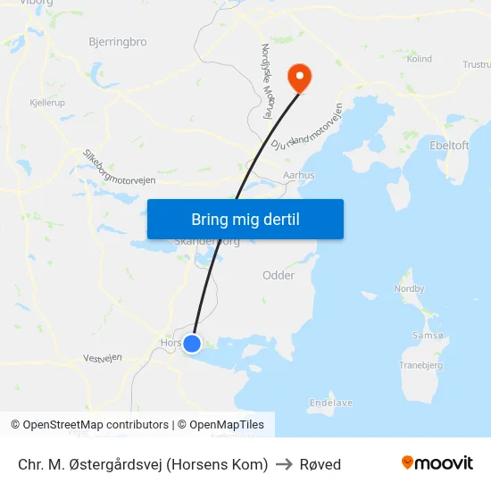Chr. M. Østergårdsvej (Horsens Kom) to Røved map